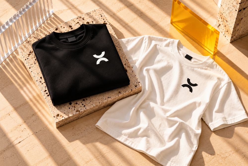 T-shirt nera e bianca personalizzate con logo